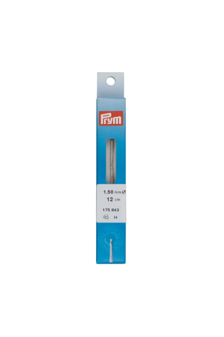 Prym 175 851 Aguja de crochet sin mango, 0,60 mm, color plata