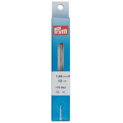 Prym 175 851 Aguja de crochet sin mango, 0,60 mm, color plata