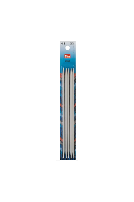 Prym 191493 Agujas de tejer de doble punta, 20 cm, 4,50 mm, gris perla