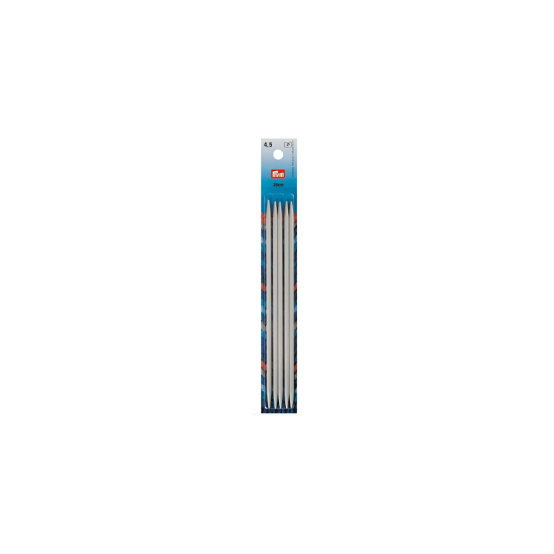 Prym 191493 Agujas de tejer de doble punta, 20 cm, 4,50 mm, gris perla
