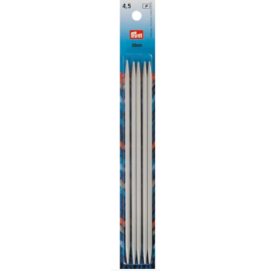 Prym 191493 Agujas de tejer de doble punta, 20 cm, 4,50 mm, gris perla