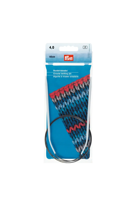 Prym 211264 Agujas circulares de tejer, aluminio, 80 cm, 4,00 mm, gris