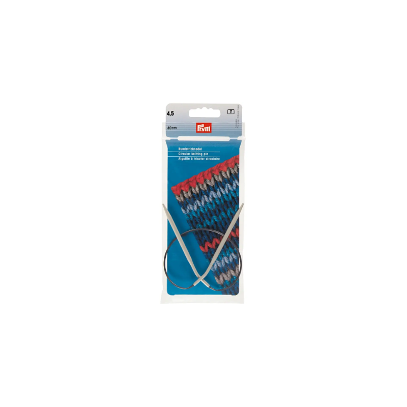 Prym 211275 Agujas circulares de aluminio, 40 cm, 4,50 mm, color gris