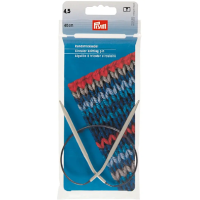 Prym 211275 Agujas circulares de aluminio, 40 cm, 4,50 mm, color gris