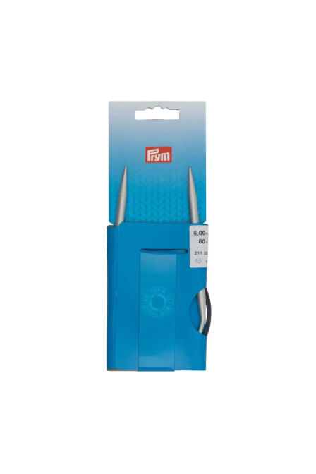 Prym 211309 Agujas circulares de tejer, aluminio, 80 cm, 6,00 mm, gris