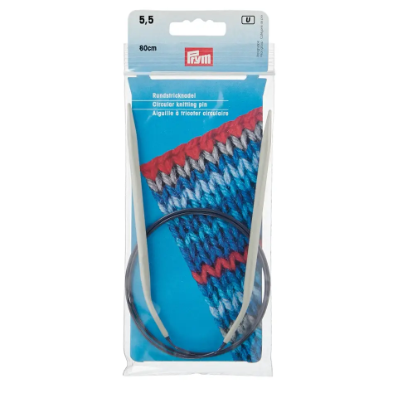 Prym 211364 Agujas circulares de aluminio, 80 cm, 5,50 mm, color gris