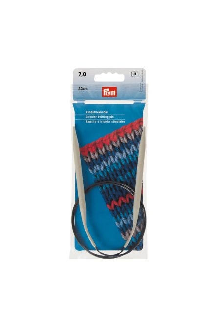 Prym 211387 Agujas circulares de aluminio, 80 cm, 7,00 mm, color gris