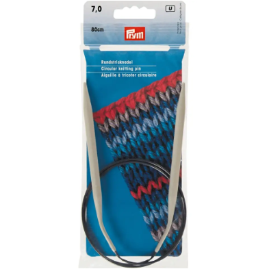 Prym 211387 Agujas circulares de aluminio, 80 cm, 7,00 mm, color gris