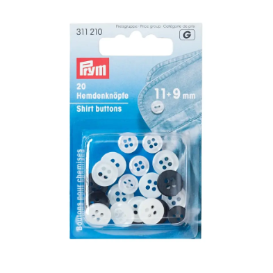 Prym 311210 Botones de camisa 11+9 mm imitación nácar/antracita