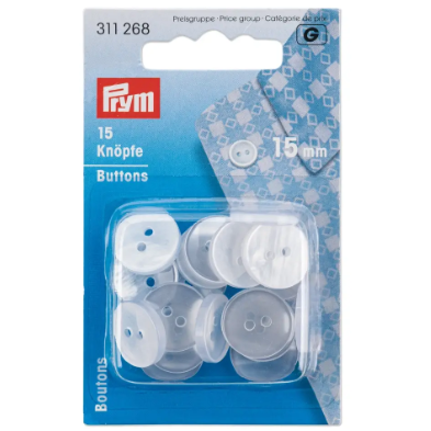 Prym 311268 Botones de bata y pijama, 15 mm, nácar