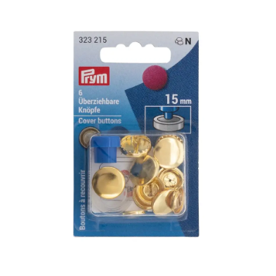 Prym 323 215 Botones de tapa, con herramienta, 15 mm, color dorado
