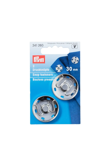 Prym 341260 Cierres a presión, 30 mm, color plata