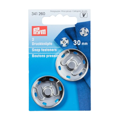 Prym 341260 Cierres a presión, 30 mm, color plata