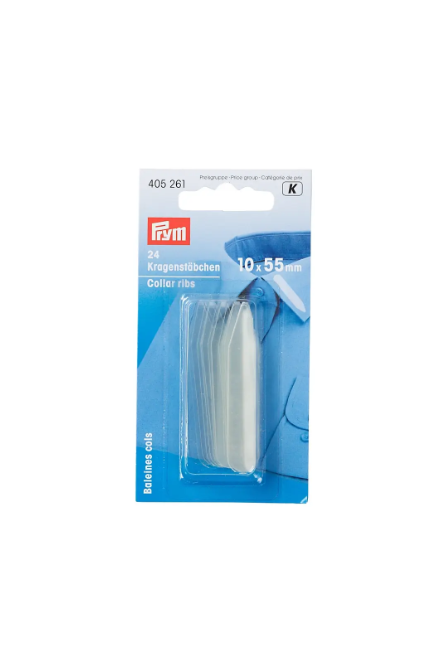 Prym 405261 Costillas/refuerzos de collar, 10 x 55 mm, transparentes