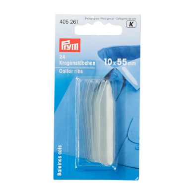 Prym 405261 Costillas/refuerzos de collar, 10 x 55 mm, transparentes