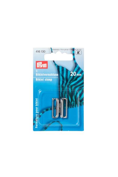 Prym 416120 Cierre de bikini y cinturón, 12 mm, color plata mate