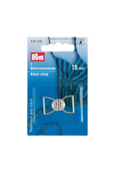 Prym 416126 Cierre de bikini y cinturón, 15 mm, color plata