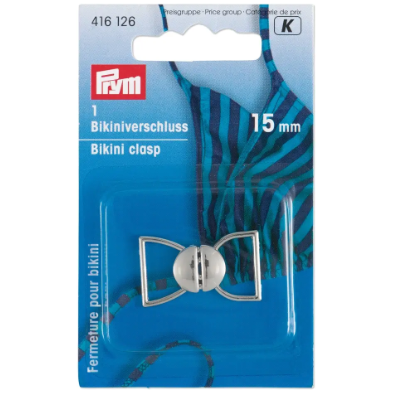 Prym 416126 Cierre de bikini y cinturón, 15 mm, color plata