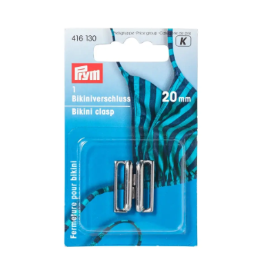 Prym 416130 Cierre de bikini y cinturón, 20 mm, color plata