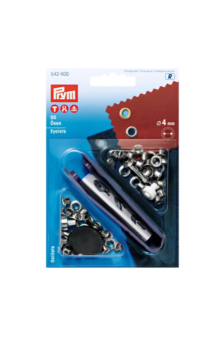 Prym 542400 Ojetes de 4,0 mm, color plata