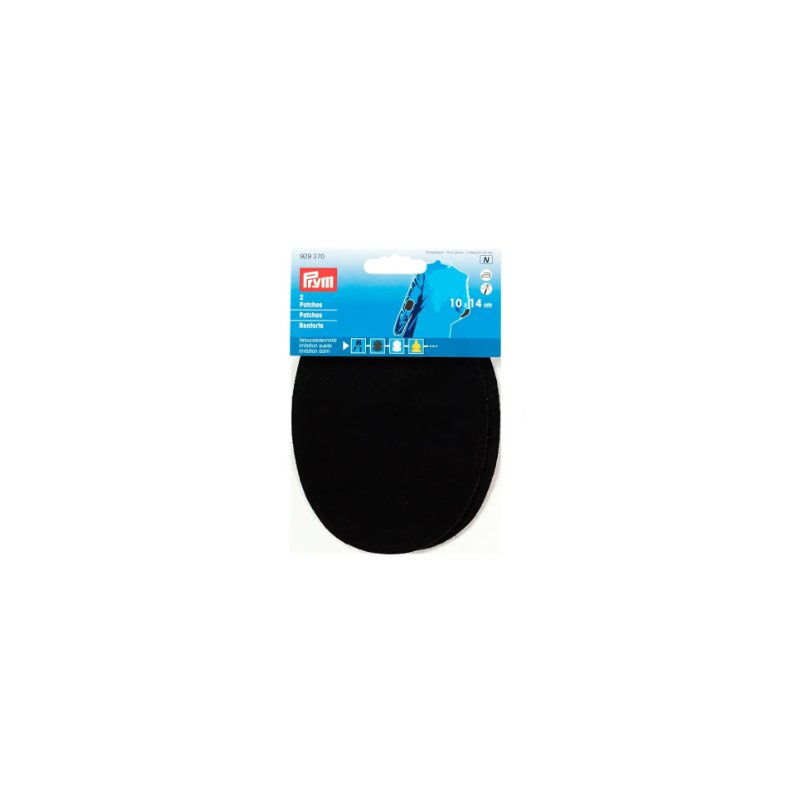 Prym 929 370 Parches termoadhesivos de piel sintética aterciopelada, 10 x 14 cm, color negro