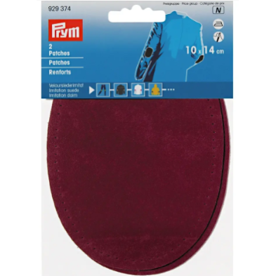 Prym 929374 Parches termoadhesivos de piel sintética aterciopelada, 10 x 14 cm, rojo oscuro