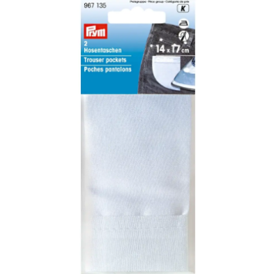 Prym 967135 Bolsillos de pantalón, para planchar, 14 x 17 cm, color blanco