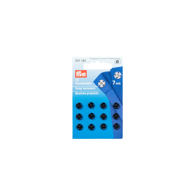 Prym 341 162 Botones a presión, 7 mm, color negro