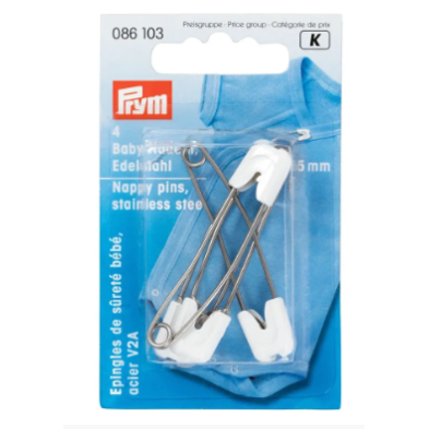 PRYM 086103 IMPERDIBLES DE ACERO INOXIDABLE CON TAPA DE PLÁSTICO PARA BEBÉ