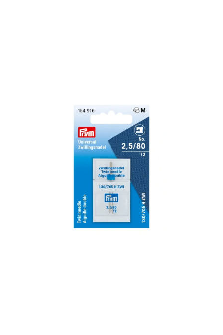 PRYM 154 916 AGUJAS UNIVERSALES DOBLES PARA MÁQUINA DE COSER,130/705, 80/2.5MM