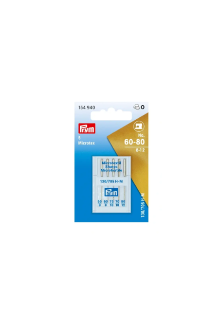 PRYM 154940 AGUJAS PARA MÁQUINAS DE COSER MICROTEX, 130/705, 60-80, SURTIDAS
