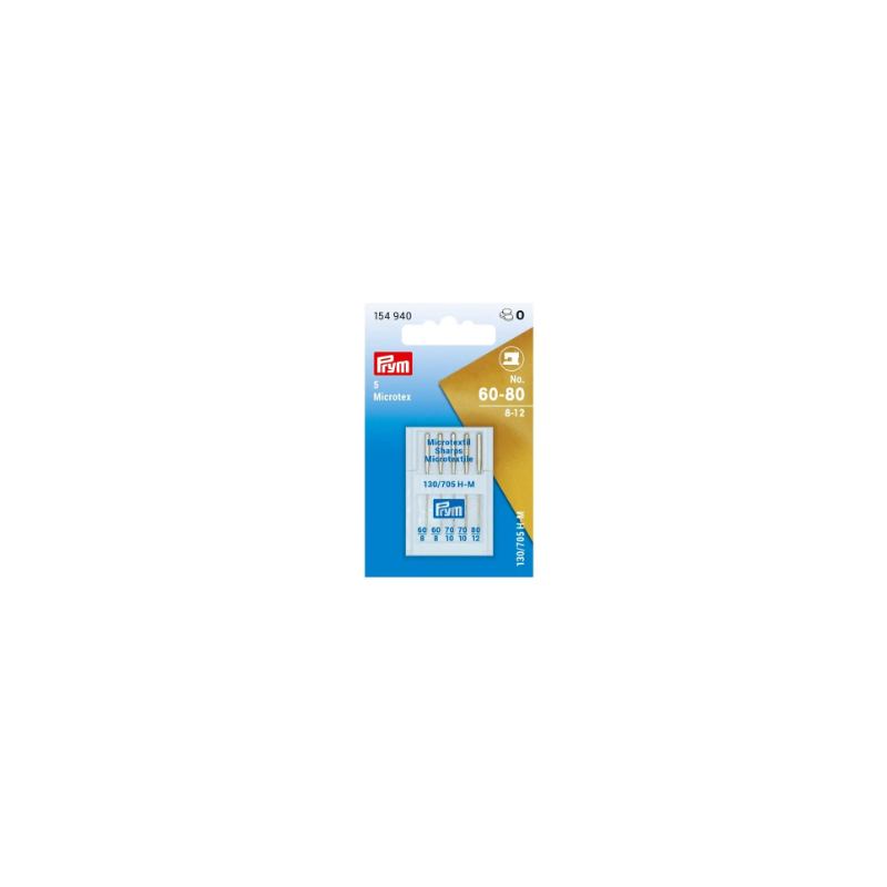 PRYM 154 940 AGUJAS PARA MÁQUINAS DE COSER MICROTEX, 130/705, 60-80, SURTIDAS