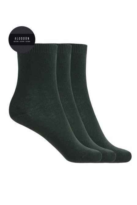 Pack de 3 calcetines cortos verde Punto Blanco - Basix Deodorant