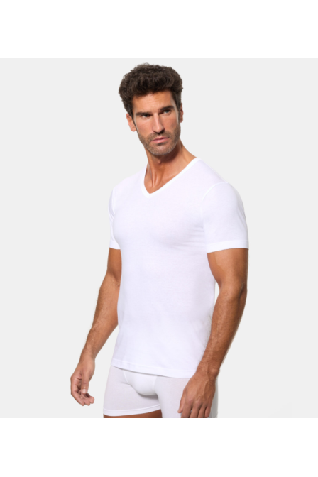 ABANDERADO 508 CAMISETA INTERIOR MANGA CORTA, CUELLO EN V ALGODÓN 100%