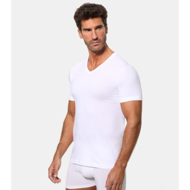 ABANDERADO 508 CAMISETA INTERIOR MANGA CORTA, CUELLO EN V ALGODÓN 100%