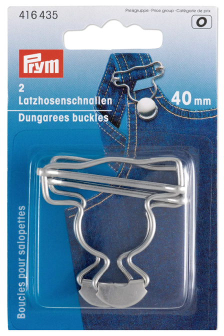 PRYM 416 435 Hebillas para pantalones peto, 40mm, plateado