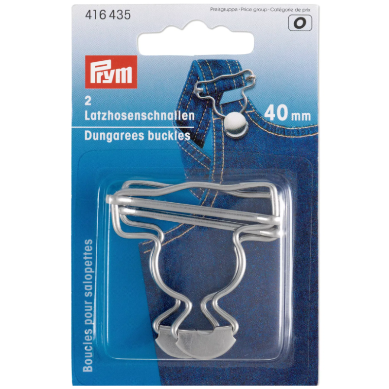 PRYM 416 435 Hebillas para pantalones peto, 40mm, plateado