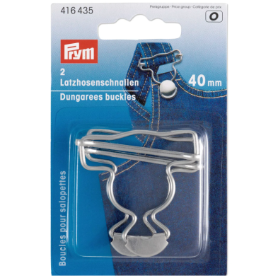 PRYM 416 435 Hebillas para pantalones peto, 40mm, plateado