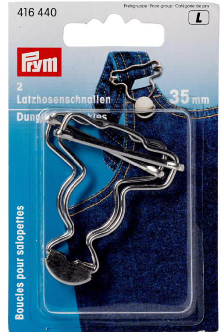 PRYM 416 440 Hebillas para pantalones peto, 35mm, plateado
