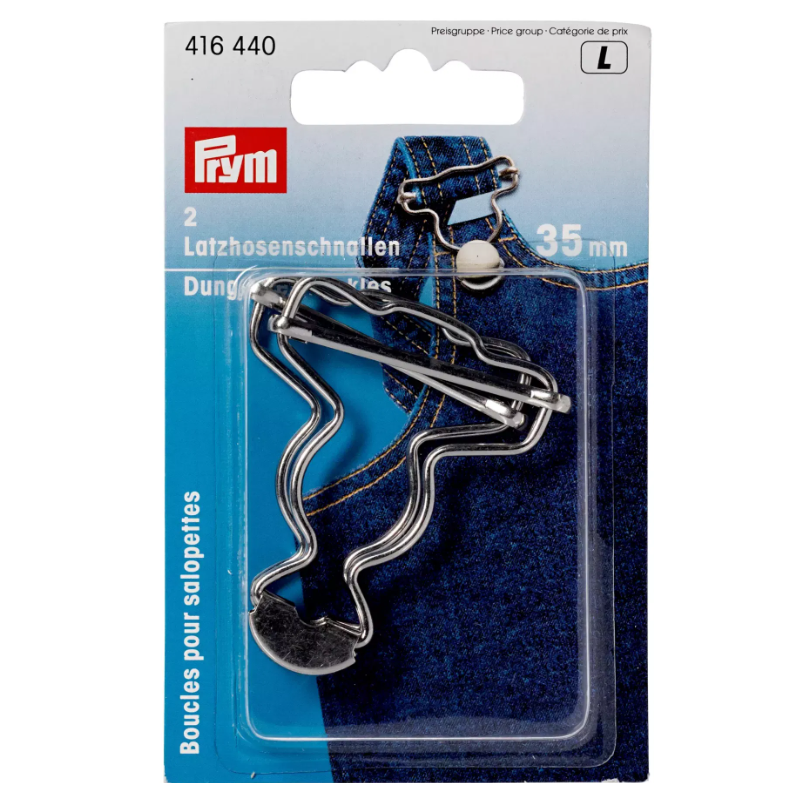 PRYM 416 440 Hebillas para pantalones peto, 35mm, plateado
