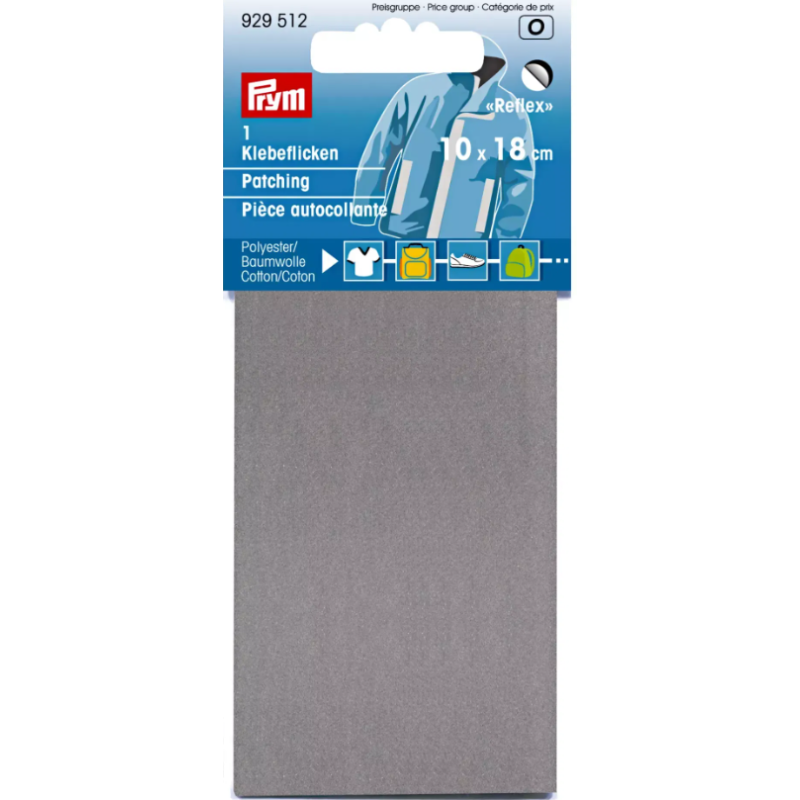 PRYM 929 512 Tela para parches, reflectante, autoadhesiva, 10 x 18cm, plateado