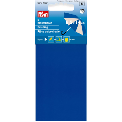 PRYM 929 502 Tela para parches, nylon, autoadhesiva, 2 piezas, 6,5 x 14 cm, azul