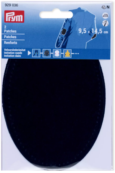 PRYM 929 036 Parches, imitación ante, para aplicar con la plancha, 9,5 x 14,5 cm, azul marino