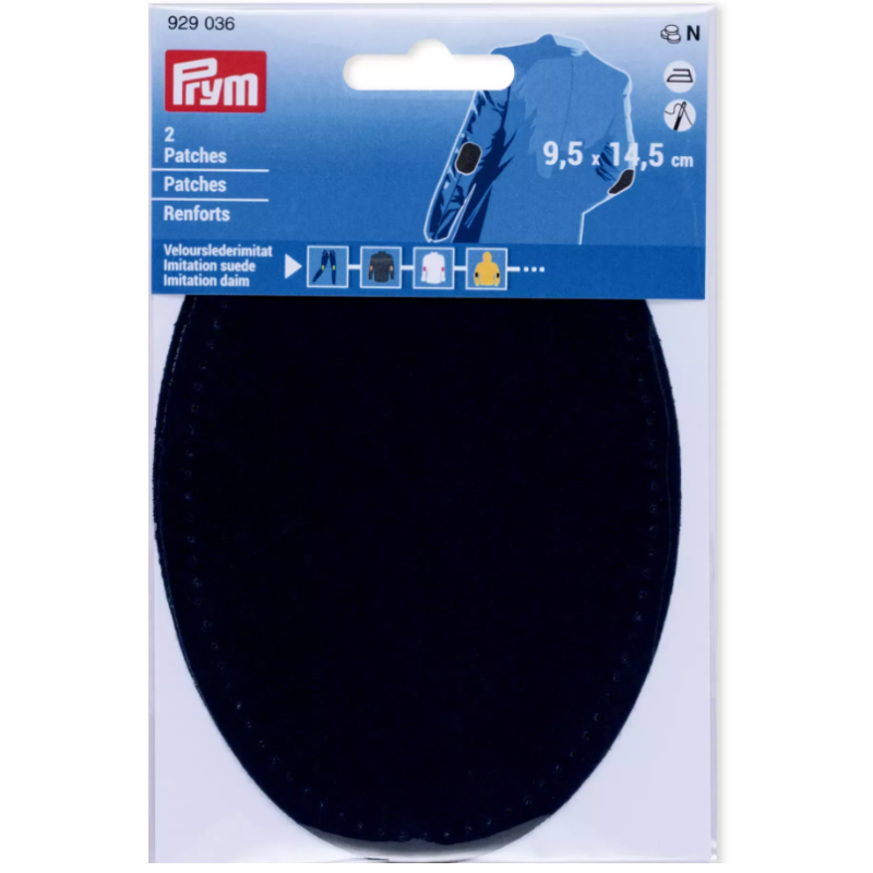 PRYM 929 036 Parches, imitación ante, para aplicar con la plancha, 9,5 x 14,5 cm, azul marino