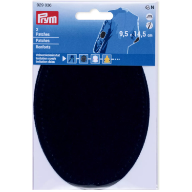 PRYM 929 036 Parches, imitación ante, para aplicar con la plancha, 9,5 x 14,5 cm, azul marino