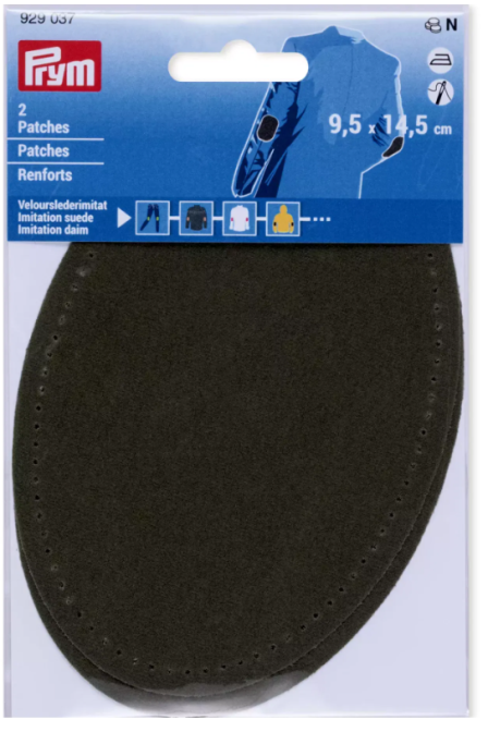 PRYM 929 037 Parches, imitación ante, para aplicar con la plancha, 9,5 x 14,5 cm, oliva
