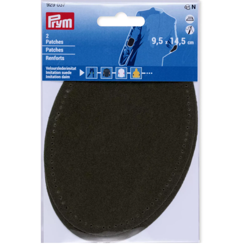 PRYM 929 037 Parches, imitación ante, para aplicar con la plancha, 9,5 x 14,5 cm, oliva