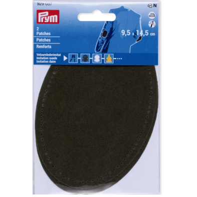 PRYM 929 037 Parches, imitación ante, para aplicar con la plancha, 9,5 x 14,5 cm, oliva