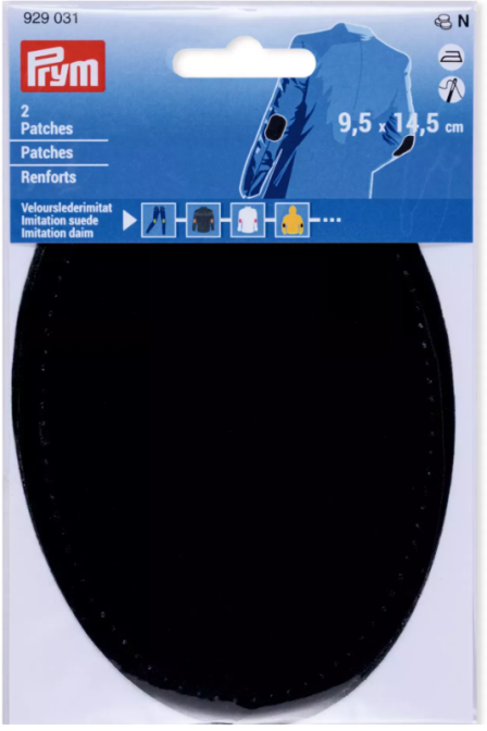 PRYM 929 031 Parches, imitación ante, para aplicar con la plancha, 9,5 x 14,5 cm, negro