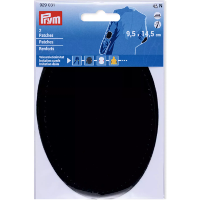 PRYM 929 031 Parches, imitación ante, para aplicar con la plancha, 9,5 x 14,5 cm, negro